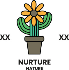 Illustration in concept of Nature and flowers in line style