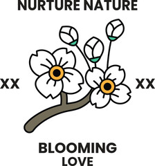 Illustration in concept of Nature and flowers in line style