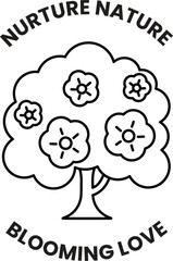 Illustration in concept of Nature and flowers in line style