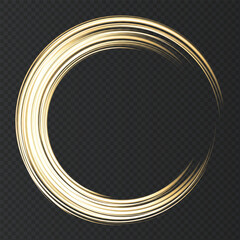 Gold neon round frame with lights effects.