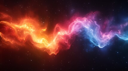 Abstract cosmic nebula with fiery orange and cool blue swirling energy.