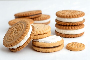 biscuits filled with cream on a white background