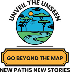 Illustration in concept of Nature tourism in line style