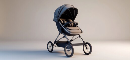 A modern black baby stroller designed for convenience and comfort.