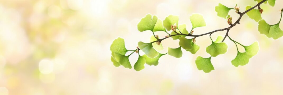 Ginkgo biloba plant leaf closeup view.