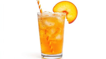 Peach fizz isolated on white. Summer Drinks