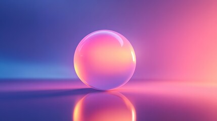 glowing translucent orb reflecting soft pastel gradients suspended against dark seamless background
