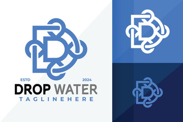 Letter D Drop Water Logo Icon Vector Design Illustration