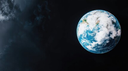 Earth from space, showing clouds and landmasses.