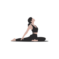  Vector Illustration of Woman Practicing Yoga Pose in Relaxing Setting