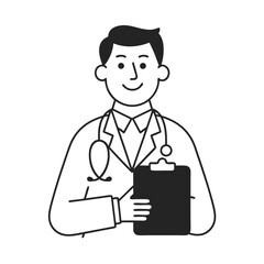 Fototapeta premium Medical Professional Holding Clipboard Vector Illustration for Healthcare Themes