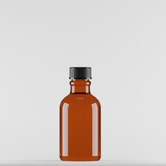  A small amber glass bottle with a black screw cap, suitable for storing essential oils, tinctures, or medications. Its dark color protects contents from light. Ideal for aromatherapy or pharmaceutica
