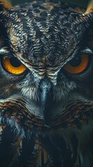 Intense Close-Up of Owl's Piercing Gaze