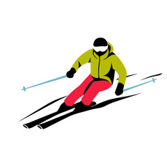  Skiing Athlete in Action Vector Illustration in Vibrant Winter Sports Gear