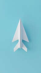 Fototapeta premium Isolated white paper plane, origami style, 3D render on sky blue 