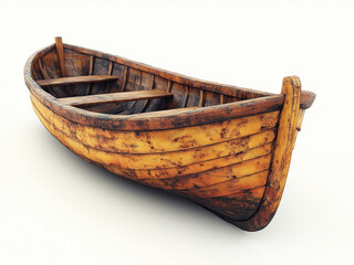 Fototapeta premium Vintage wooden boat with a weathered finish displayed on a neutral background for artistic purposes