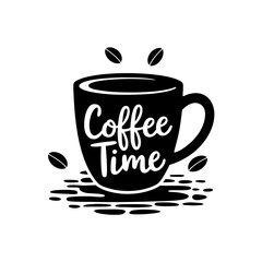 Obraz premium Coffee Time Vector Illustration with Coffee Cup and Beans Design