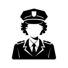  Police Officer Silhouette Vector Illustration with Uniform and Cap