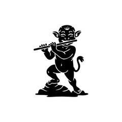 Fototapeta premium Mythical Satyr Playing Flute Vector Illustration for Fantasy Design Projects
