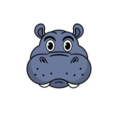 Obraz premium Cute Hippo Cartoon Face Vector Illustration for Kids and Educational Materials