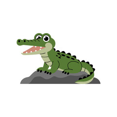 Fototapeta premium Cute Cartoon Crocodile Vector Art for Kids Wildlife Education and Design Projects
