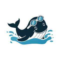 Naklejka premium Playful Whale Wearing Goggles Vector Illustration for Ocean-Themed Designs