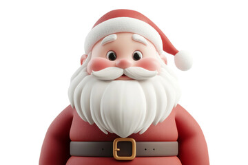 3D cartoon Cute Santa Claus character with big white beard and red suit isolated on transparent png background.
