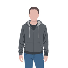 Obraz premium Faceless Male Character Wearing Dark Hoodie and Jeans Vector Illustration