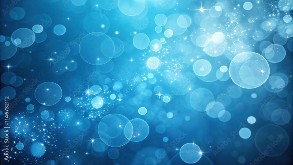 Poster sparkling blue abstract background with defocused lights and glimmering stars
