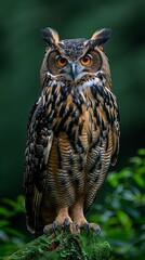 Fototapeta premium The entire scene captured a peaceful moment of nature, with the owl poised gracefully as day turned to dusk.