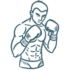 Obraz premium Vector Illustration of Boxer in Fighting Stance Highlighting Athletic Strength