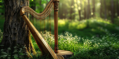 Harp in Forest Setting