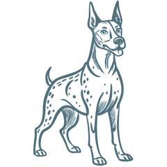 Obraz premium Abstract Vector Illustration of Spotted Dog with Long Ears in Outlined Style