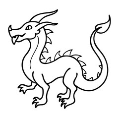 Fototapeta premium Cute Cartoon Dragon Outline Vector Illustration for Coloring and Design Projects