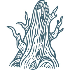  Intricate Tree Trunk with Eyes Artistic Vector Illustration for Nature Themes