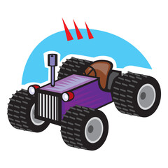 Farmer daily work isometric composition with tractor plowing soil and bringing livestock cow to graze vector illustration