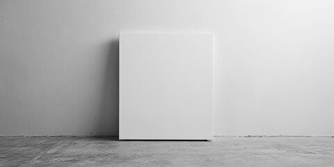clean white canvas stretched on wooden frame standing upright on textured floor