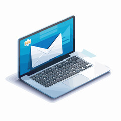 Computer and Message Envelope Icon Vector Illustration for Digital Communication and Technology