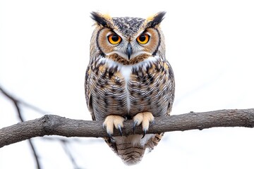 Fototapeta premium A majestic owl perched on a tree branch. Generative AI