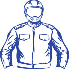  Motorcyclist Wearing Protective Helmet and Jacket Vector Illustration