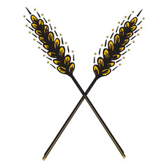Wheat Ears Icons vector illustration. wheat leaf clipart. Organic wheat icon, bread agriculture