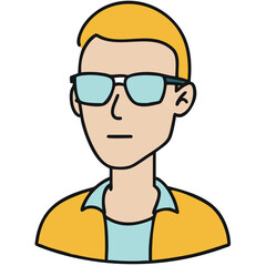 Fototapeta premium Vector Illustration Young Man Wearing Sunglasses and Yellow Jacket