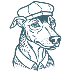  Stylish Dog in Cap and Collar Vector Illustration for Retro-Themed Designs