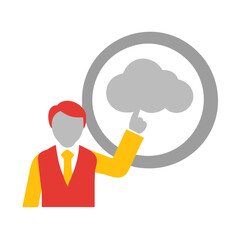  Businessman Interacting with Cloud Computing Technology Vector Illustration