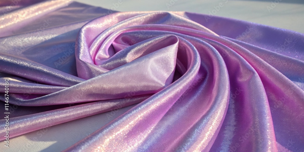 Poster the shimmering texture of a soft lilac fabric, with subtle gradients and a luxurious drape, creates 