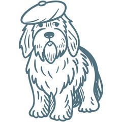  Cute Cartoon Dog Wearing Beret Vector Illustration for Children and Design