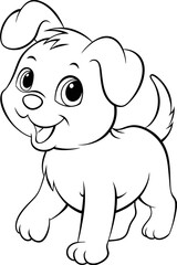 A cheerful puppy wagging its tail illustration for digital use and design projects, stock art for creative and commercial use.