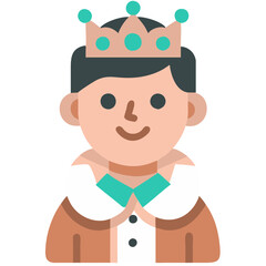 Obraz premium Cartoon Prince with Crown Happy Character Vector Illustration for Kids