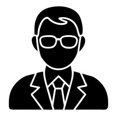  Business Professional Avatar Silhouette with Glasses in Formal Attire Vector Illustration