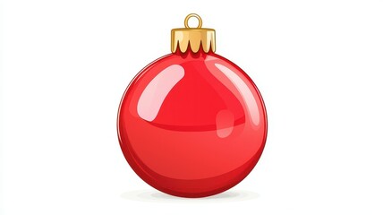 A shiny red Christmas ornament with a golden top, perfect for holiday decorations.